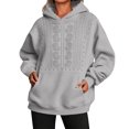 thumbnail image 1 of Women's Floral Embroidered Hoodie Sweatshirt, Long Sleeve Kangaroo Pocket Relaxed Pullover Top for Casual Everyday Wear, 1 of 4
