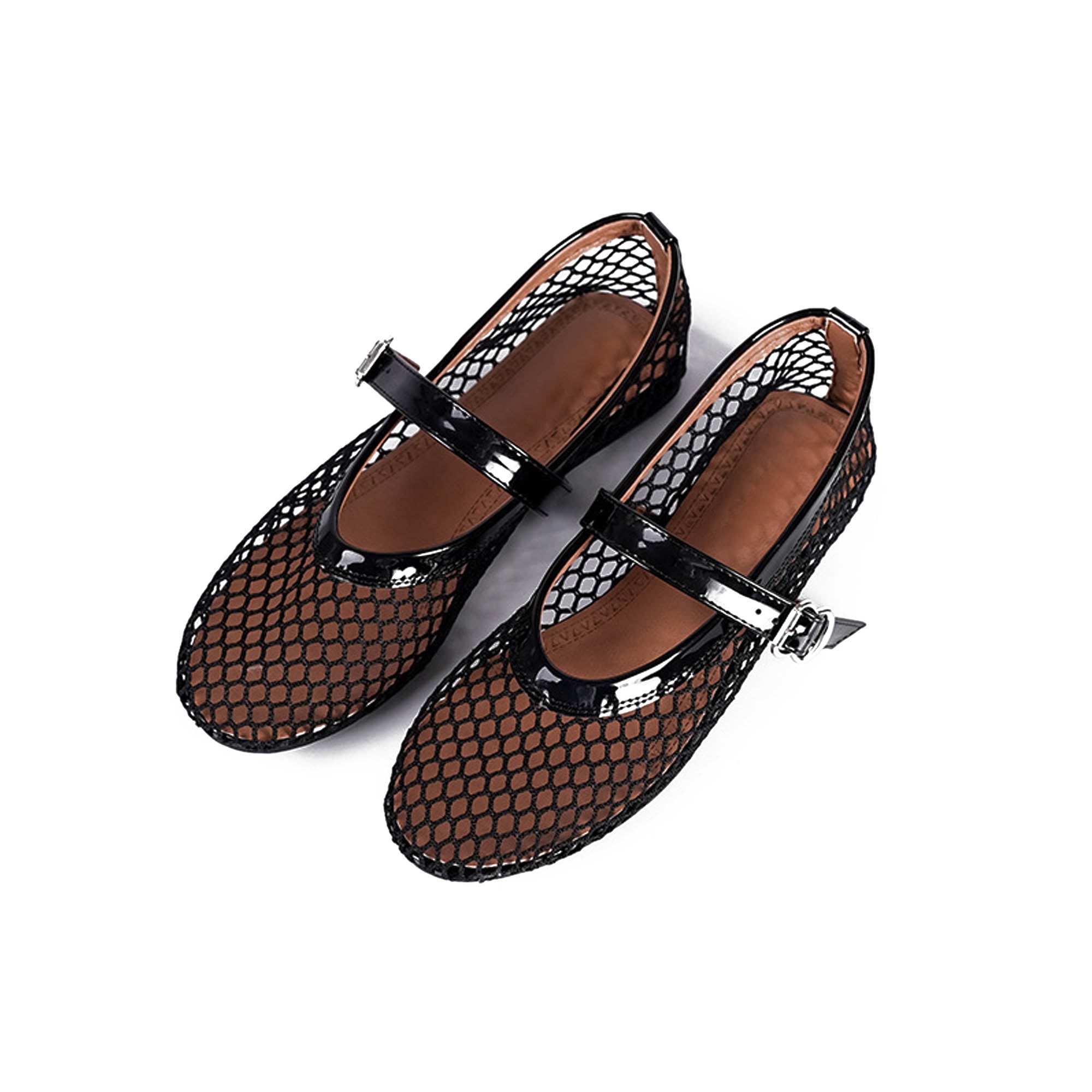 Women's Floral Embroidered Mesh Mary Jane Flats, Round Toe Comfort ...