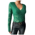 thumbnail image 1 of Women's Floral Embroidery Eyelet Lace Crew Neck Long Sleeve Top, 1 of 8