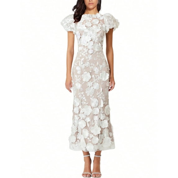 Women's Floral Embroidery Maxi Dress Wedding Guest Dress Evening Party Dress