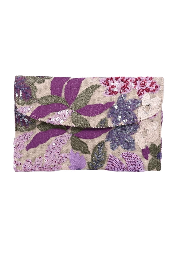 Women's Floral Embroidery Sequin Evening Clutch Bags Party Purses Beaded Evening Bag for Formal