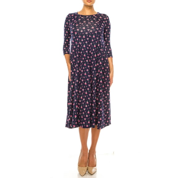 Women's Floral Essence Paneled A-Line Midi Dress