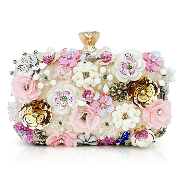 Women's Floral Evening bags 3D Sequins Evening Handbag Lady Party Wedding Clutch Purse Colorful Flower Formal Bag