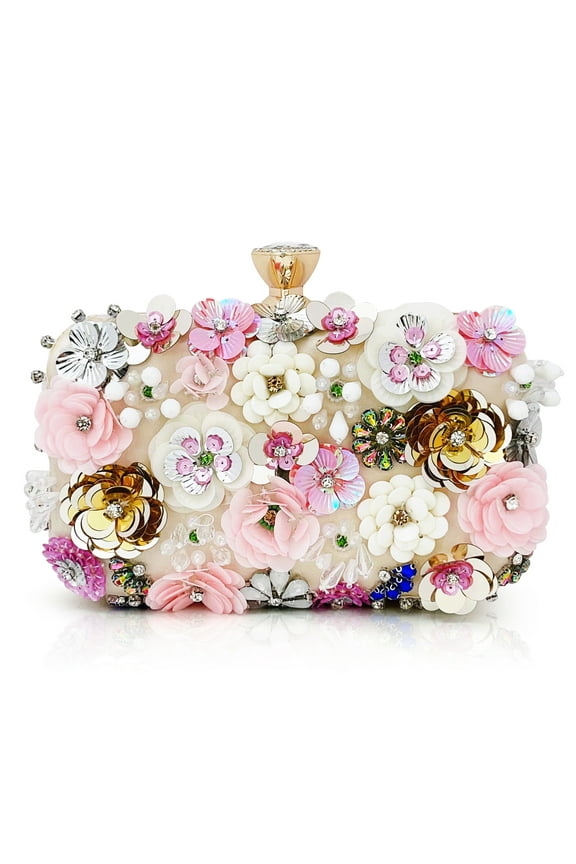Women's Floral Evening bags 3D Sequins Evening Handbag Lady Party Wedding Clutch Purse Colorful Flower Formal Bag