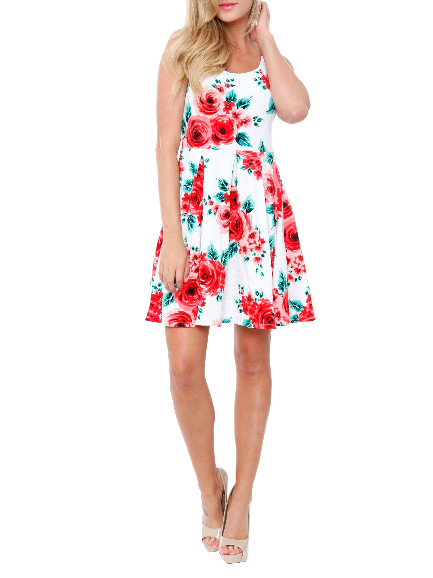 slim fit dress slacks Blue Floral Print Fit & Flare Dress main image 1