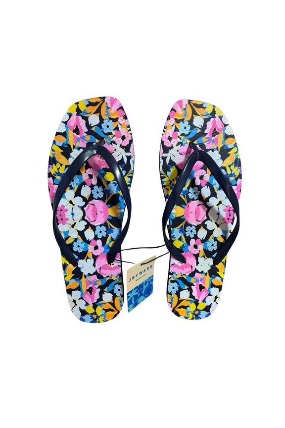 Women's Floral Flip Flops, Lightweight Summer Thong Sandals with Printed Footbed and Comfortable Straps