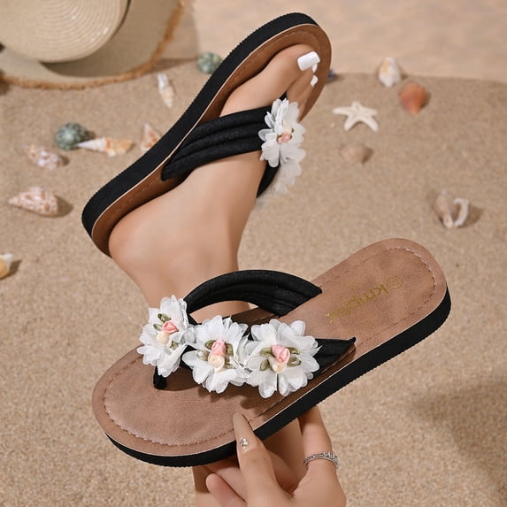 Women's Floral Flip Flops-Women's Printed Thong Sandals,Lightweight Plus Size Beach Sandals Sold by WHLBF 36
