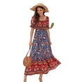 thumbnail image 1 of Women's Floral Flounce Sleeve Midi Dress 100% Rayon Elegant Everyday Wear Ideal for Spring and Summer Events Occasions, 1 of 13