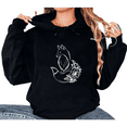 thumbnail image 1 of Women's Floral Fox Graphic Breathable Hoodie Top Casual Comfortable Hooded long-sleeved Black S-2XL, 1 of 7