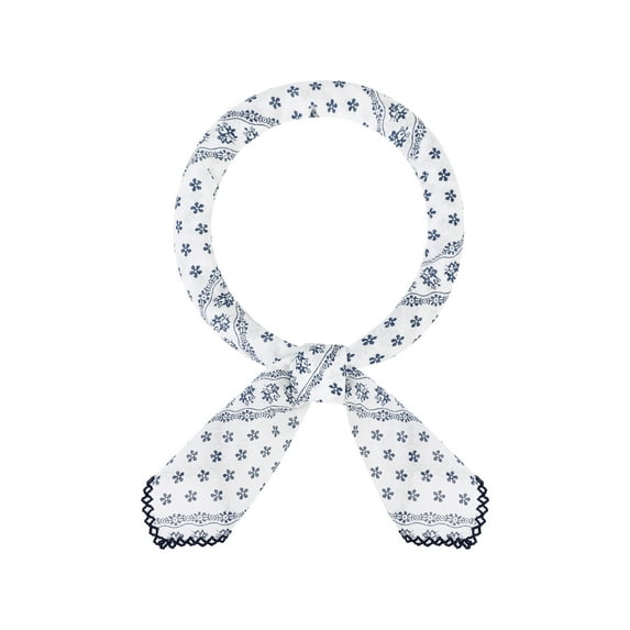 Women's Floral Fresh 26.7'' Square Scarf Cotton Satin Floral Pattern Neckerchief for Gift Travel Office One Size White