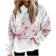 thumbnail image 1 of Women's Floral Fuzzy Hoodies Pullover Cozy Oversized Sweatshirt Warm Winter Loose Fleece Outerwear Tops with Pocket, 1 of 5