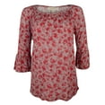 thumbnail image 1 of Women's Floral Gathered Sleeve Peasant Top-S-XS, 1 of 5