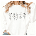 thumbnail image 1 of Women's Floral Graphic Comfortable Sweatshirt Top Breathable Round-neck long-sleeved White S-3XL, 1 of 5