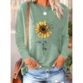 thumbnail image 1 of Women's Floral Graphic T Shirt Cute Flower Funny Long Sleeve Casual Cotton Tee Tops, S, 1 of 4