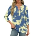 thumbnail image 1 of Women's Floral Graphic Tunic T Shirt Casual V Neck Loose Fit Tee Tops Dressy 3/4 Length Sleeve Blouse Summer Outfits, 1 of 5