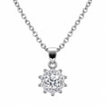 thumbnail image 1 of Women's Floral Halo Pendant Necklace, Silver-Tone Clear Round Stone Necklace, Sparkling Fashion Necklace for Women, 1 of 8