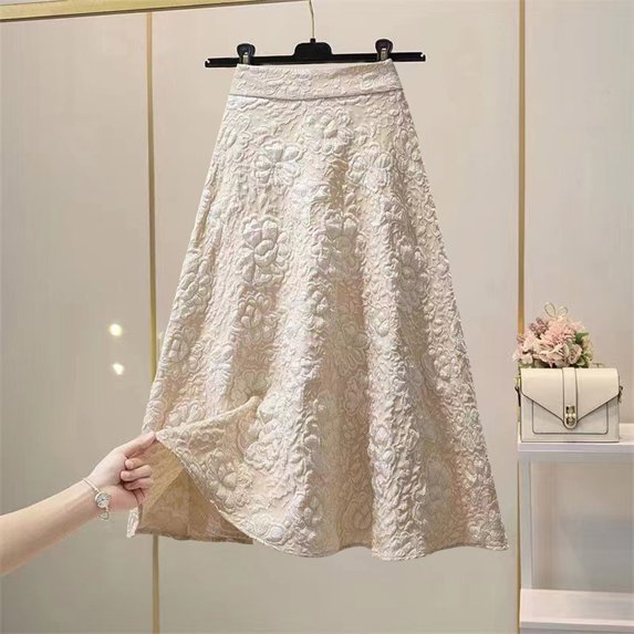 Women's Floral High Waisted Fashionable Casual Temperament Large Umbrella Skirt A Line Skirt Casual Summer Fashion Clothing Elastic High Waist Gifts