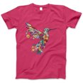 thumbnail image 1 of Women's Floral Hummingbird Graphic T-Shirt – Vibrant Flower Design Casual Tee, Cute Colorful Nature Art Top, 1 of 7