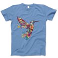 thumbnail image 1 of Women's Floral Hummingbird Graphic T-Shirt – Vibrant Flower Design Casual Tee, Cute Colorful Nature Art Top, 1 of 7
