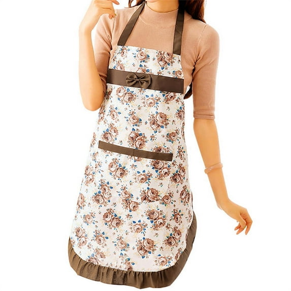 Women's Floral Kitchen Apron with Pockets, Adjustable Waist Belt, and Waterproof Bib Design for Cooking Baking and Grilling, Comfortable and Stylish Protective Wear
