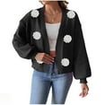 thumbnail image 1 of Women's Floral Knit Cardigan V-Neck Long Sleeve Button Sweater for Fall Black S, 1 of 5