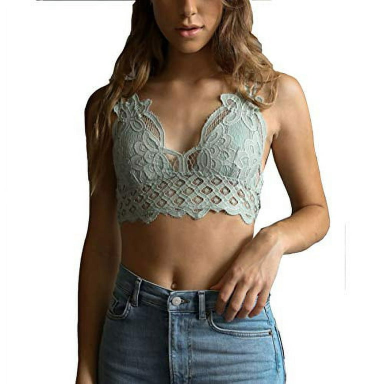 Women's Floral Lace Bralette Removable Padded Wirefree Longline