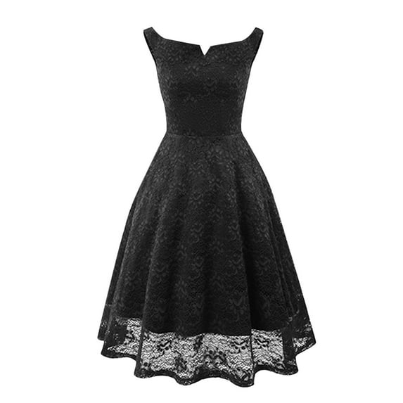 Women's Floral Lace Cocktail Dress Sleeveless A-Line Swing Formal Dress Midi Wedding Guest Homecoming Dresses