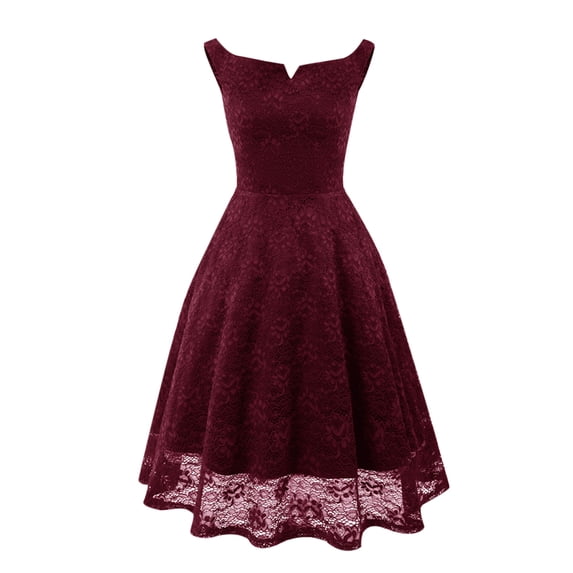 Women's Floral Lace Cocktail Dress Sleeveless A-Line Swing Formal Dress Midi Wedding Guest Homecoming Dresses