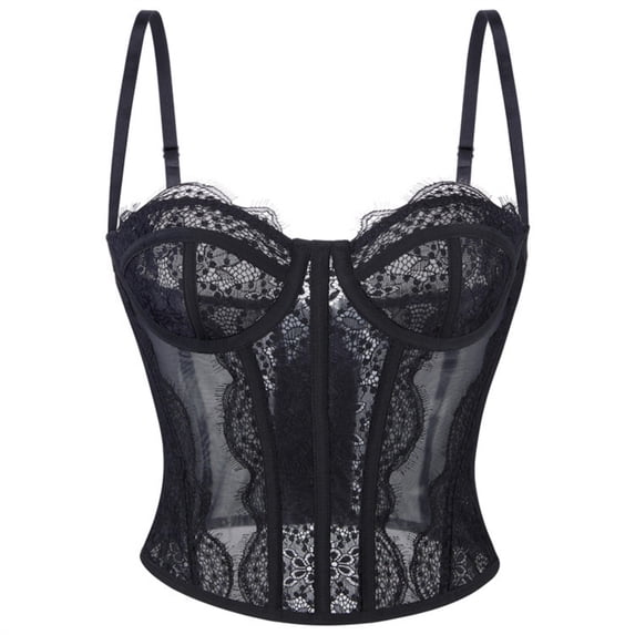 Women's Floral Lace Corsets Solid Color Fashion Cropped Bustier Lace Up Shapewear for Women L