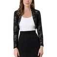thumbnail image 1 of Women's Floral Lace Cropped Cardigan Long Sleeve Bolero Shrug Shawl Open Front Summer Jacket Crop Tops, 1 of 5