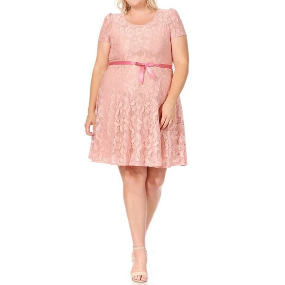 Women's Floral Lace Dress Short Sleeve Party Dress