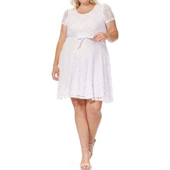 Women's Floral Lace Dress Short Sleeve Party Dress