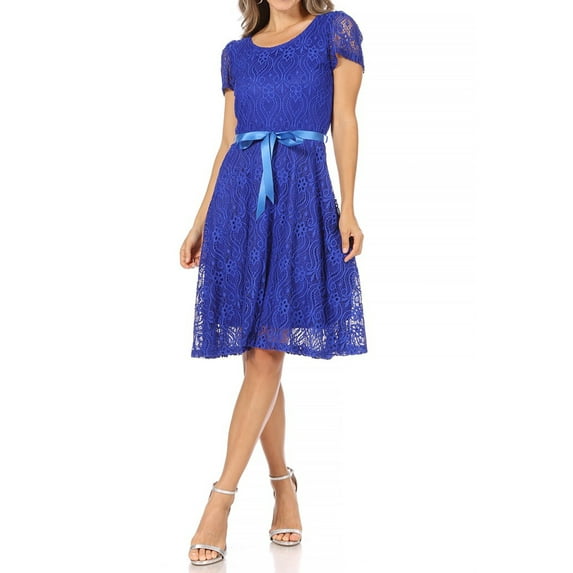 Women's Floral Lace Dress Short Sleeve Party Dress