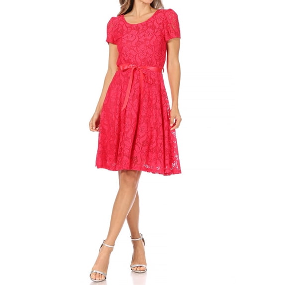 Women's Floral Lace Dress Short Sleeve Party Dress