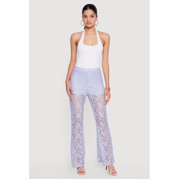 Women's Floral Lace Flare Leg Casual Pants