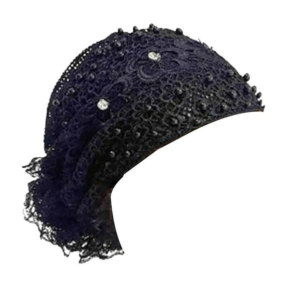 Women's Floral Lace Headbands Pearl Encrusted Elastic Hair Accessories for Fashionable