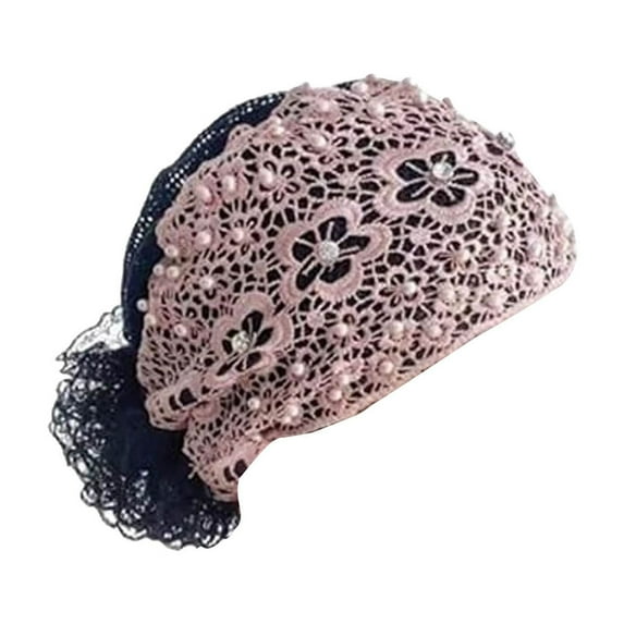 Women's Floral Lace Headbands with Pearl Encrusted Design – Elegant Wide Hair Rope for Fashionable Hair Styling