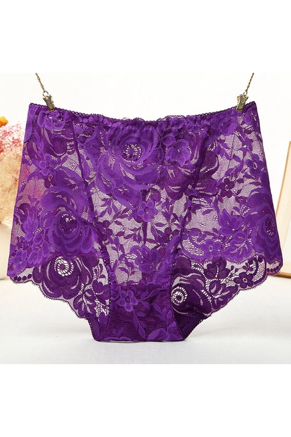 Women's Floral Lace High Waist Panties Full Coverage Mesh Breathable Transparent Panties Soft Elastic Underwear Panties Womens Small Boy Cut Underwear Women Lane Swim 24 Womens Underwear plus Size