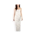 thumbnail image 1 of Women's Floral Lace Maxi Dress with Spaghetti Straps and Scalloped Hem - Medium, White, 1 of 7