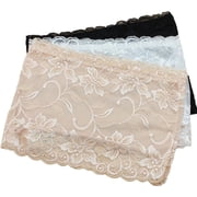 Womens Floral Lace Mock Camisole, 3-Pack, Black/Beige/White, Hip Length Coverage, Modesty Panel