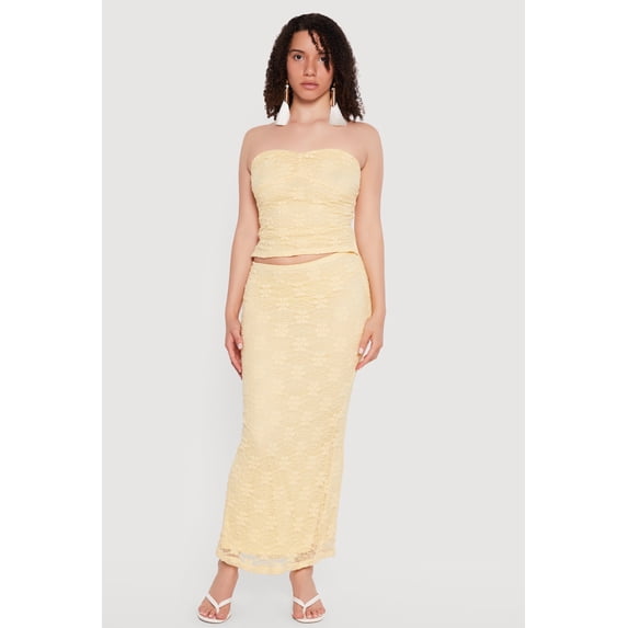 Women's Floral Lace Overlay Maxi Pencil Skirt