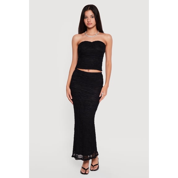 Women's Floral Lace Overlay Maxi Pencil Skirt