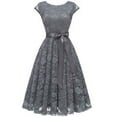 thumbnail image 1 of Women's Floral Lace Short Bridesmaid Dress Cap-Sleeve Wedding Formal Party Dress, 1 of 8