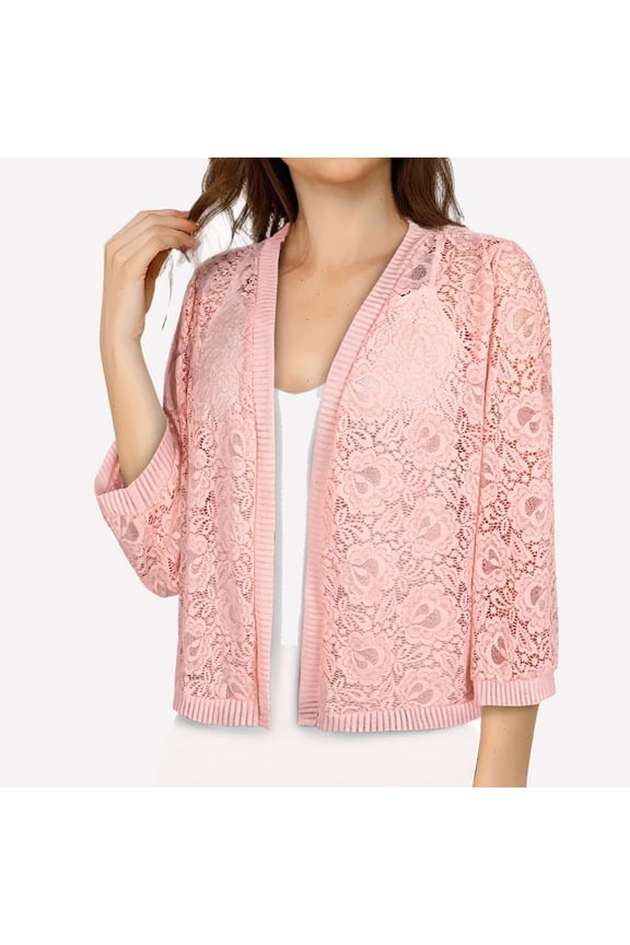 Women's Floral Lace Shrug Cardigan Long Sleeve Crochet Bolero Jacket