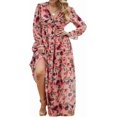 thumbnail image 1 of ZANKLEY Womens Casual Boho Floral Printed V Neck Long Sleeve Maxi Dress for Spring Summer Vacation, 1 of 12