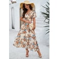 thumbnail image 1 of Women's Floral Maxi Dress Flowy V Neck Empire Waist Summer Wedding Guest Party Casual Chiffon Dress, 1 of 5