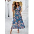 thumbnail image 1 of Women's Floral Maxi Dress Flowy V Neck Empire Waist Summer Wedding Guest Party Casual Chiffon Dress, 1 of 8