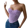 thumbnail image 1 of Women's Floral Mesh Bustier Top Shapewear with Lace Trim Going Out Party Club Top Purple S, 1 of 4