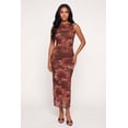 thumbnail image 1 of Women's Floral Mesh Side Ruched Mock Neck Maxi Dress, 1 of 3