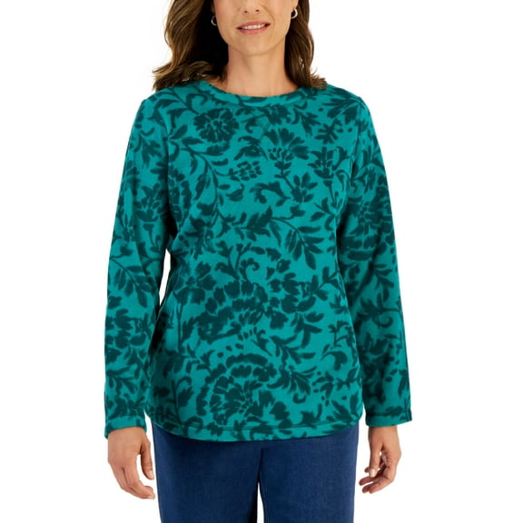 Women's Floral Microfleece Top Spruce Night XS